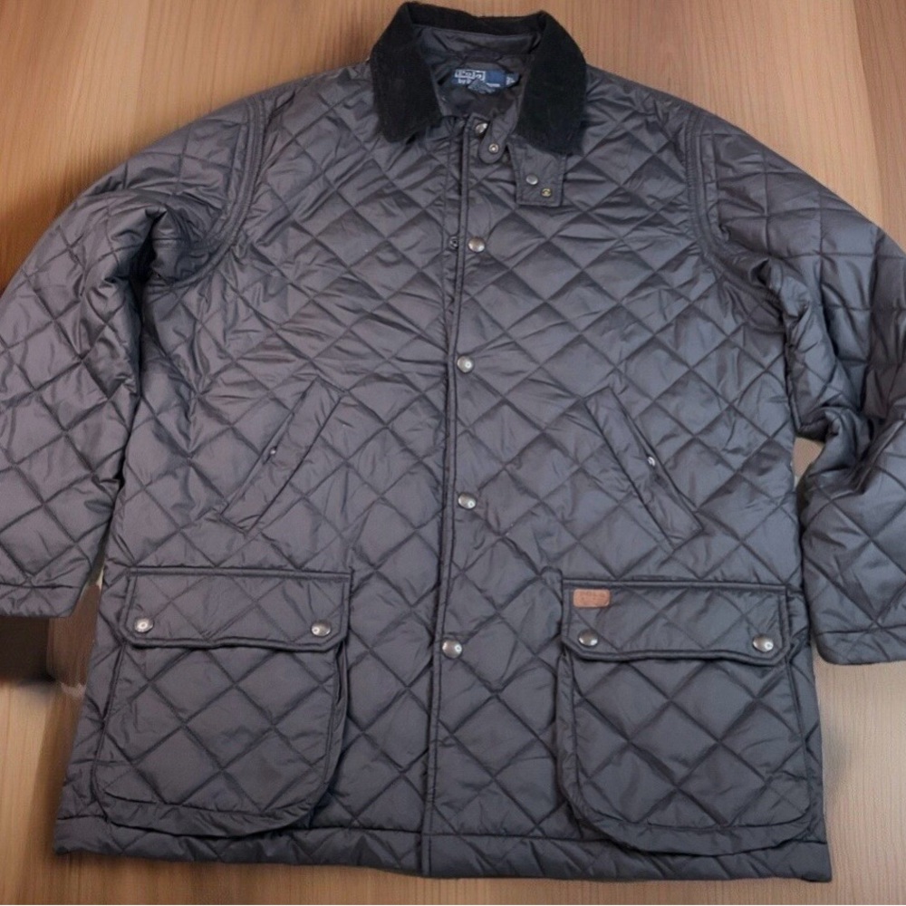Vintage Polo Ralph Lauren Quilted Jacket Field Barn Chore Corduroy Trim Men Sz L